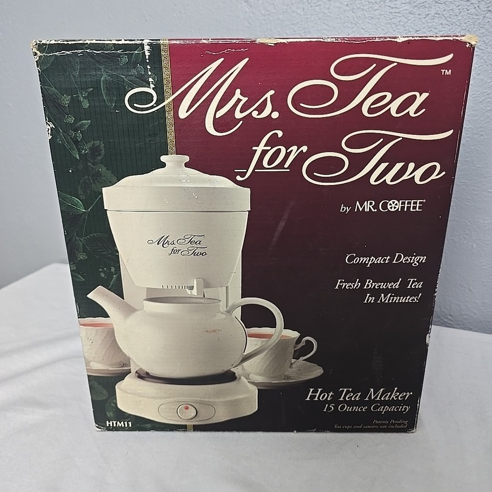 Mrs. Tea For Two Mr. Coffee 3 Cup Electric Hot Tea Maker 1996 HTM11
